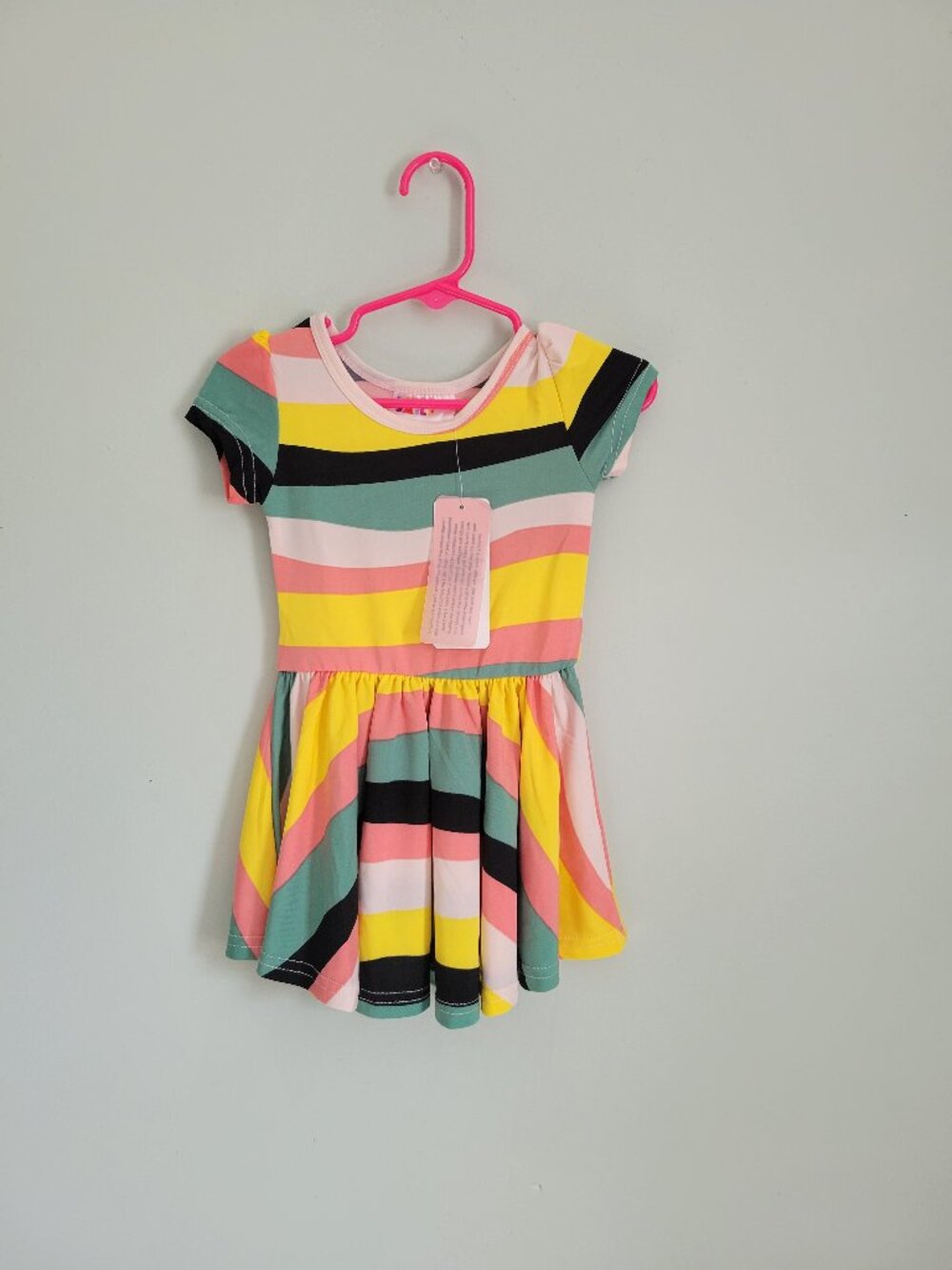 Dot Dot Smile Dress Baby Girl's 12-24mo Colored Stripes Cap Sleeve Twirl NWT